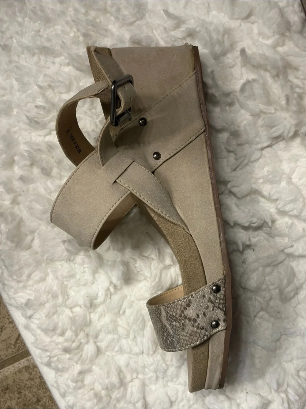 Not Rated Neutral Beige & Taupe Double-Strap Slide Sandals